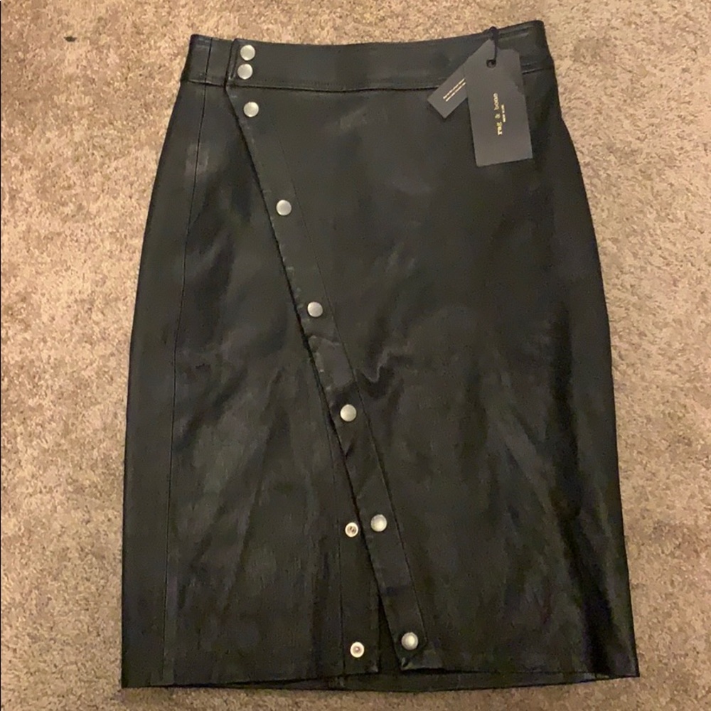 Rag & Bone Black Leather Baha Skirt